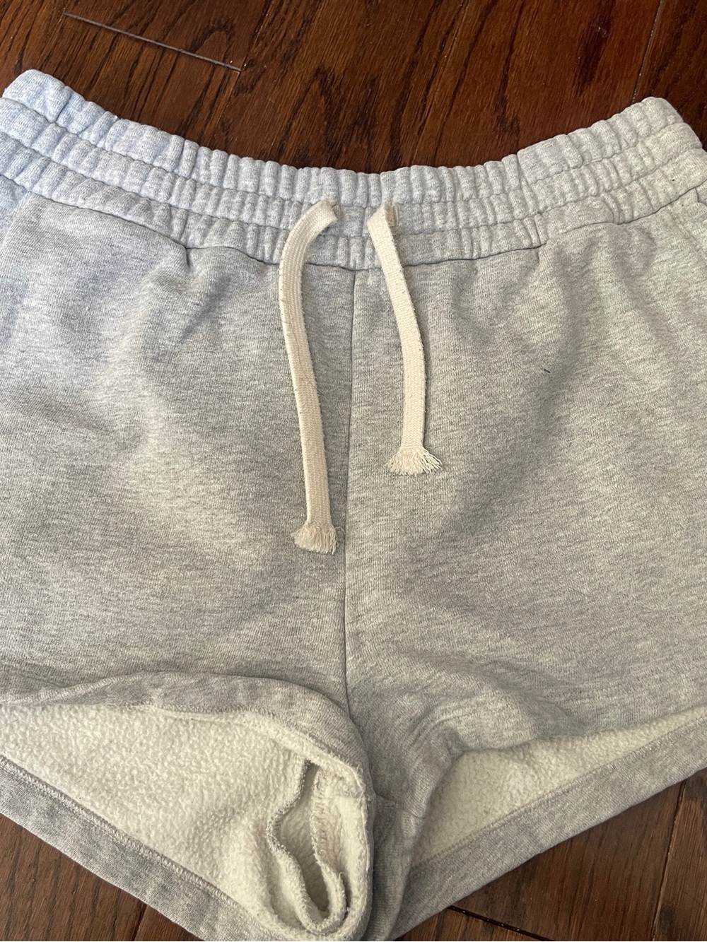 Aritzia Light Gray Fleece-Lined Drawstring Shorts